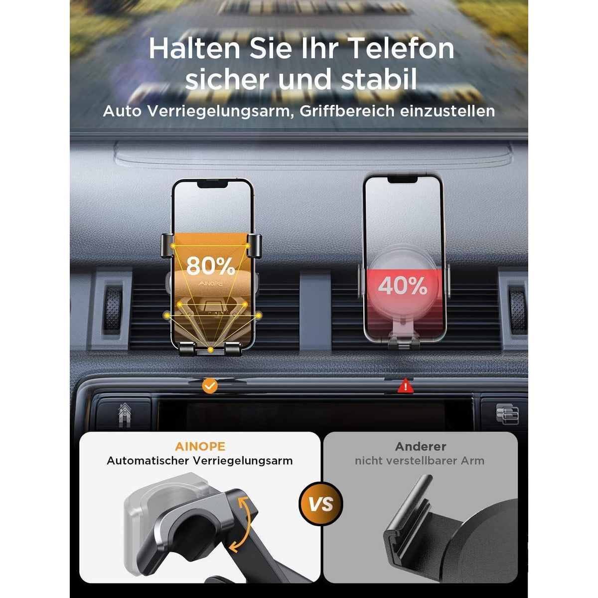 Auto Handyhalterung Schwerkraft – Einhandbedienung für iPhone & Android