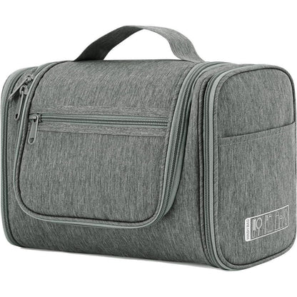 Große Kulturtasche zum Aufhängen, Reise-Waschtasche mit vielen Fächern, Grau