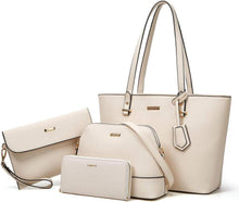 Damen Handtasche Tote Schultertasche Umhängetasche Geldbörse 4-teilig