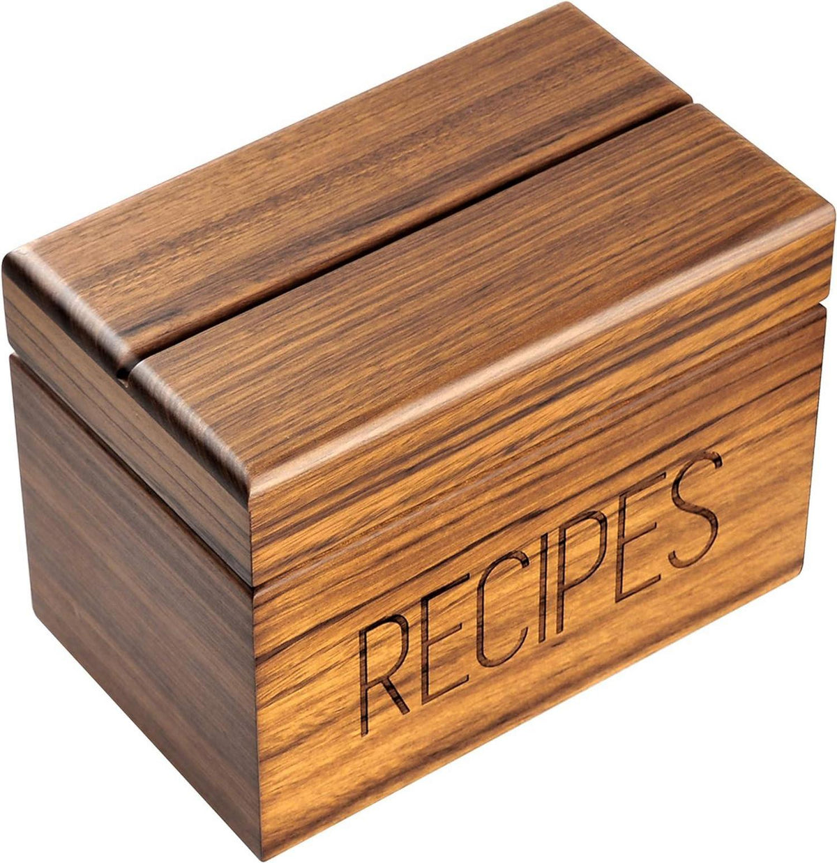 Vintage Holz Rezeptbox mit Karten und Trennwänden - Exklusive