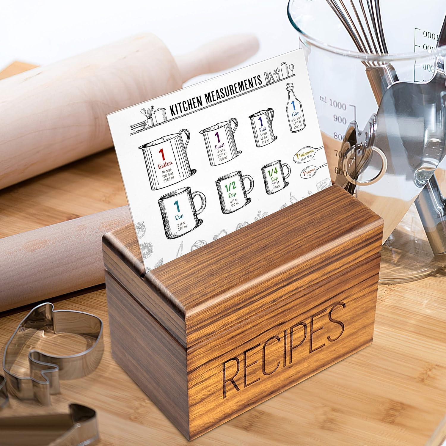 Vintage Holz Rezeptbox mit Karten und Trennwänden - Exklusive Sammlung