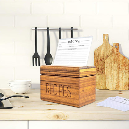 Apace Living Vintage Holz Rezeptbox - 4x6 Karten - Für 240 Karten - Zebrano