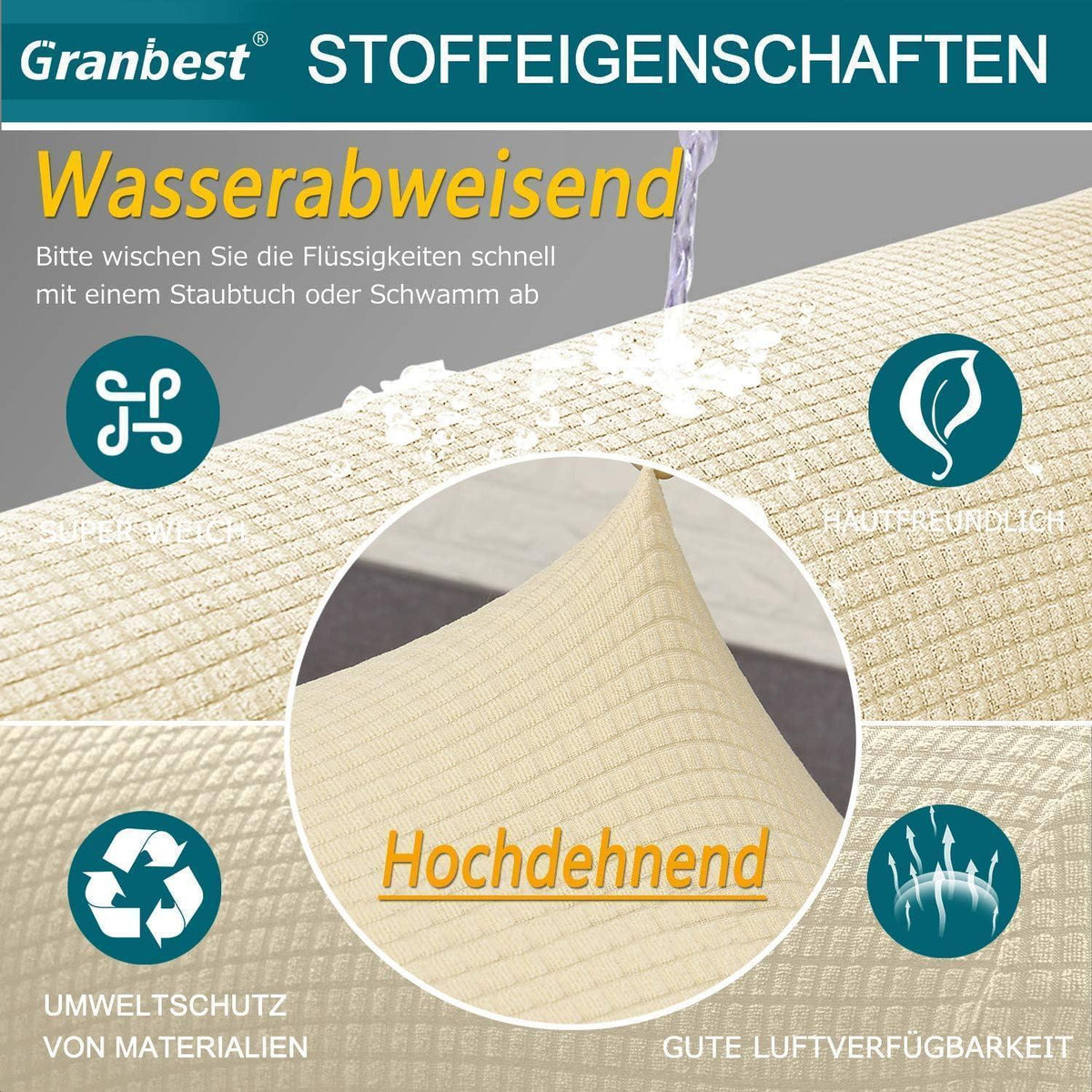 Stretch Sofabezug 2 Sitzer Beige – Wasserdicht & Elastisch