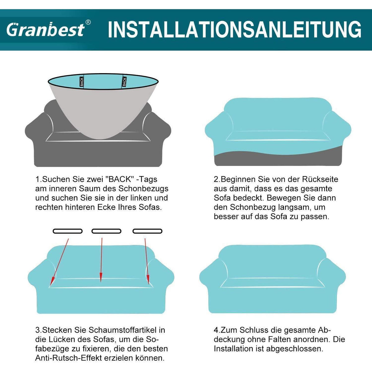 Stretch Sofabezug Wasserdicht – Weinrot, 1 Sitzer
