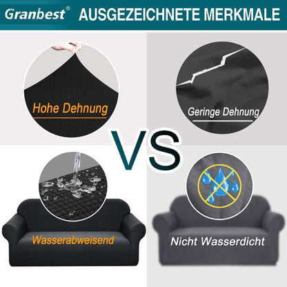 Stretch Sofabezug 3-Sitzer Schwarz – Wasserdicht & Elastisch