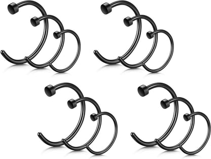 12er Nasenpiercing Nasenringe Chirurgenstahl 18G/20G 6/8/10mm Fake