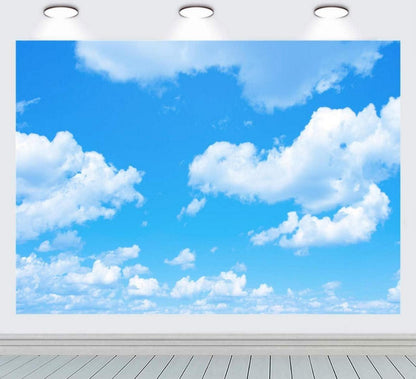 Fotohintergrund blauer Himmel weiße Wolken Sonnenschein 2,1 x 1,5 m