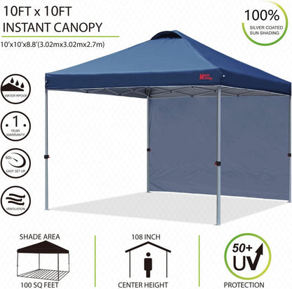 Blaues 3x3m Pop-up Pavillon mit Seitenwand, Zubehör, Tragetasche