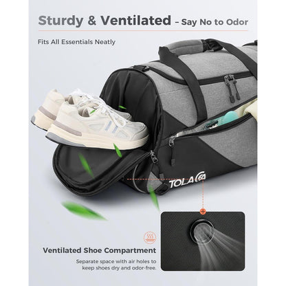 Sporttasche 47L Rucksack mit Schuhfach Nassfach Wochen