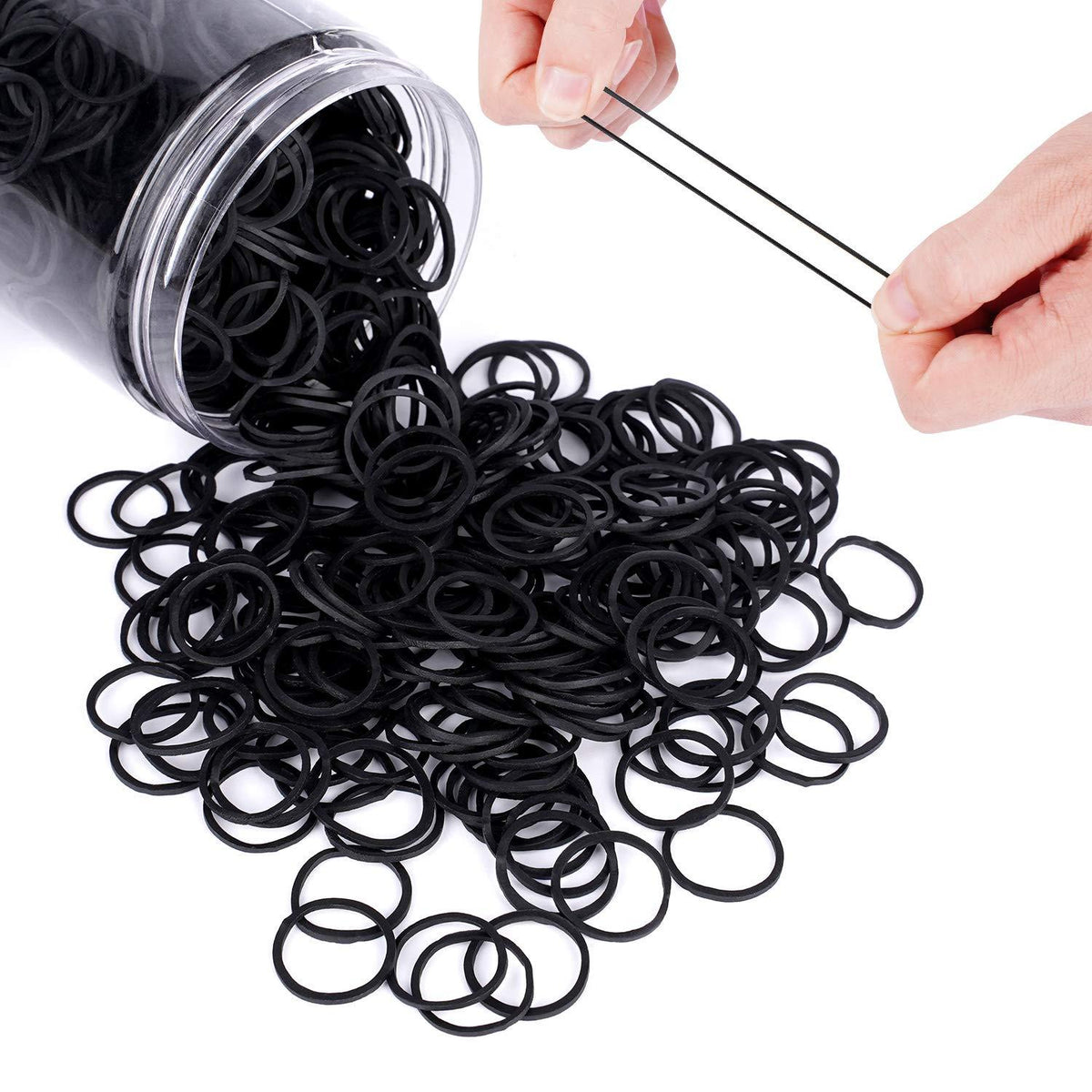 Schwarze Mini Gummibänder für Haare 1000 Stk. 1/2 Zoll
