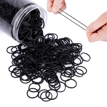Schwarze Mini Gummibänder für Haare 1000 Stk. 1/2 Zoll