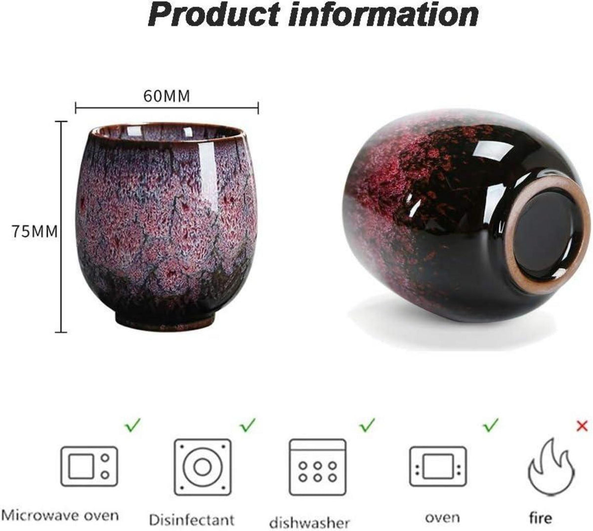 NBCDY Japanische Teetasse 4er-Set Keramik handgefertigt