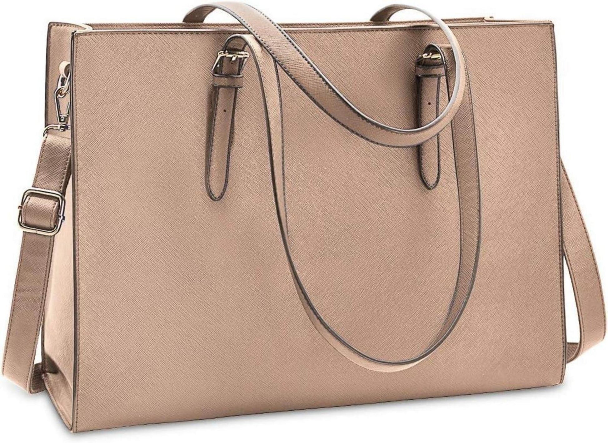 Handtasche Damen Schwarz Leder Umhängetasche Laptop Schule 15.6 Zoll