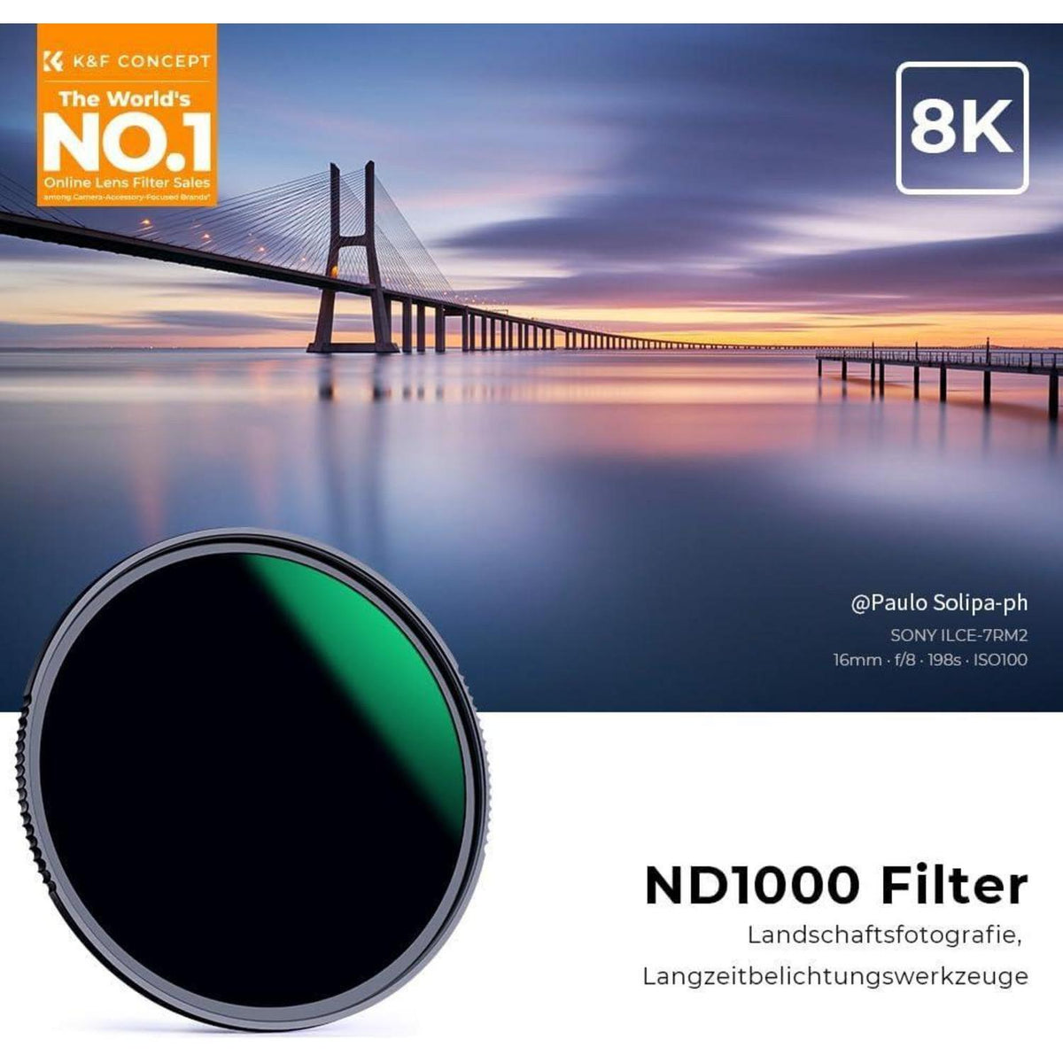 95mm ND1000 Graufilter 10 Blendenstufen für Langzeitbelichtung