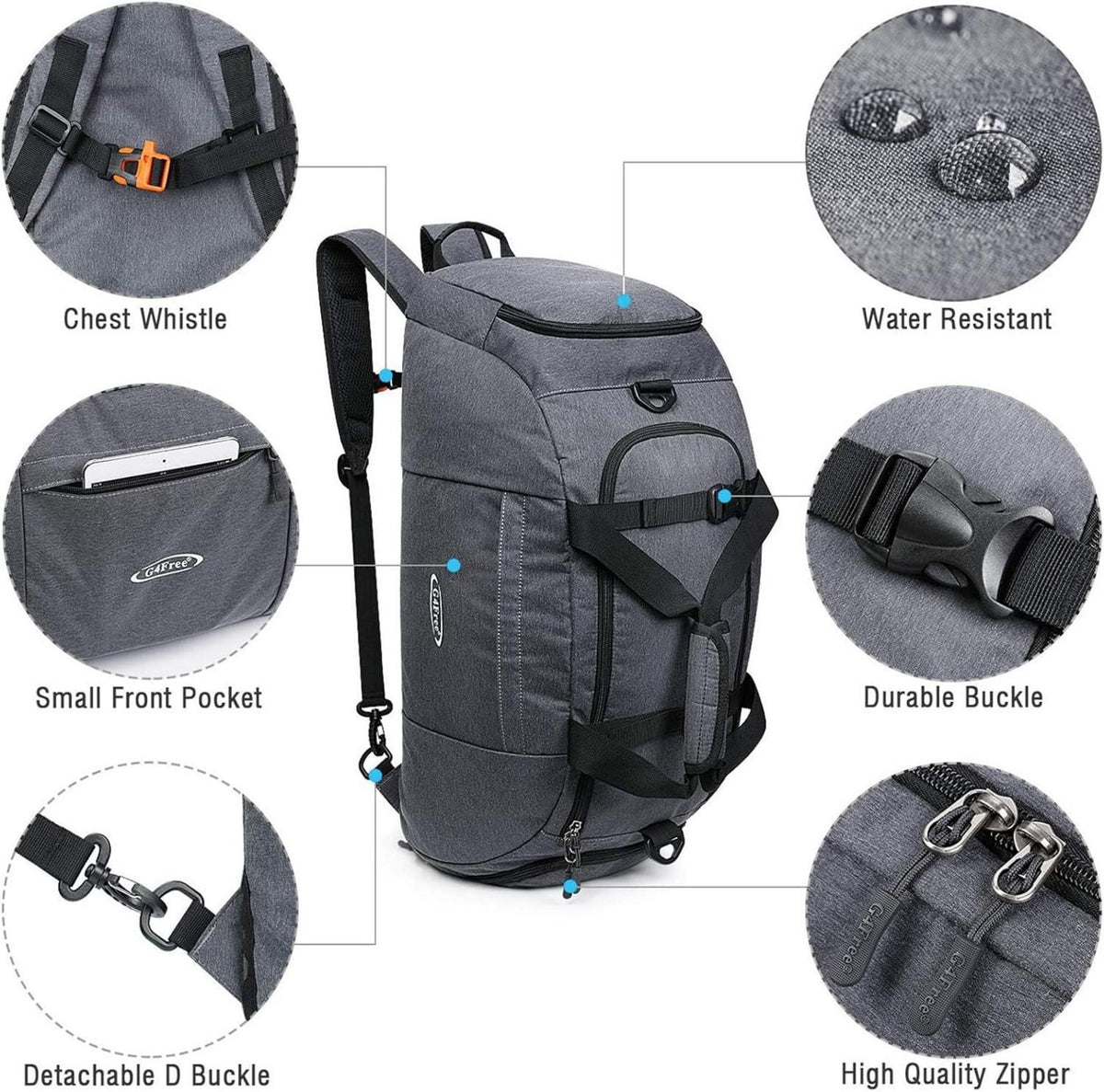 G4Free 40L Faltbare 3-Wege-Reisetasche Sporttasche mit Schuhfach - Blau