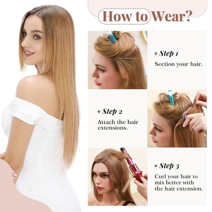 Dunkelbraune Clip-in Haarverlängerung – 66cm, 140g, 8 Tressen