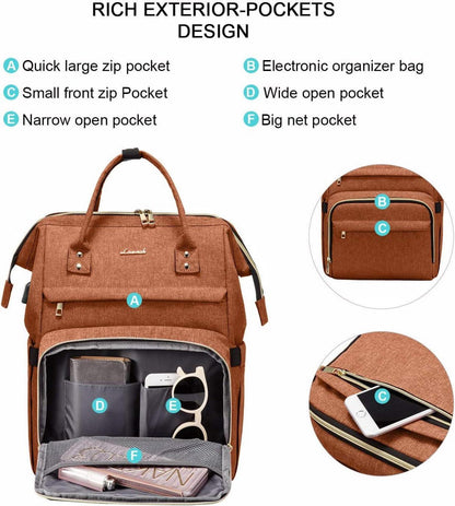 Wasserdichter Laptoprucksack Damen 15,6 Zoll Orange für Uni & Business
