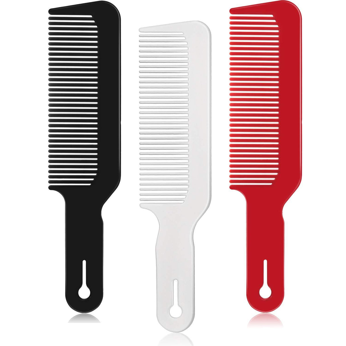 3er Set Flache Top Haarschneidekämme Schwarz Weiß Rot