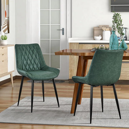 Grüner Esszimmerstuhl Set 2er –, Modern & Komfortabel in Lederoptik