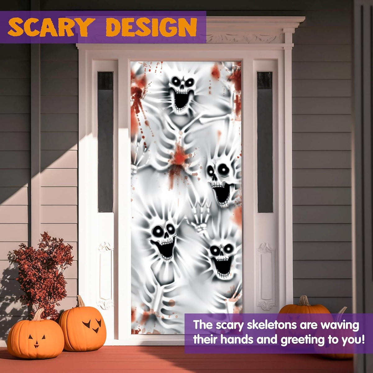 Gruselige Skelett-Türabdeckung 3D-Design 76,2x182,9 cm Halloween-Deko