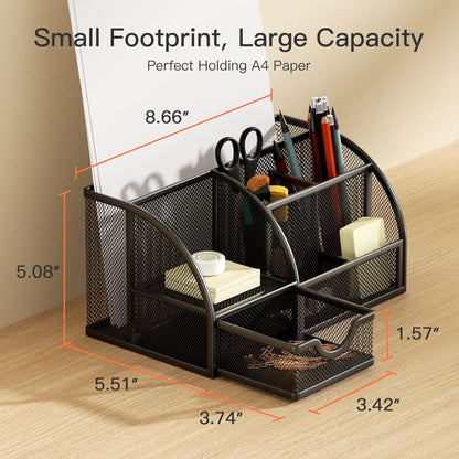 Schreibtisch Organizer Metall mit Schublade und Stifthalter