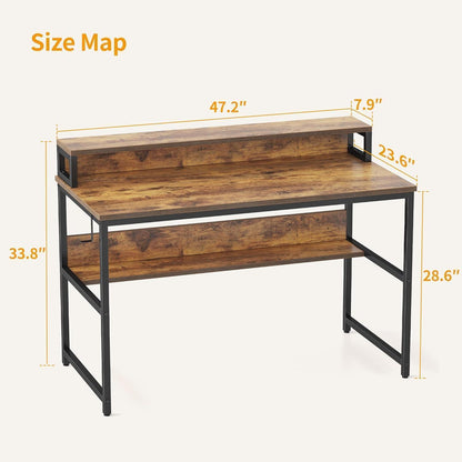 Schreibtisch Computertisch Ablage Bücherregal 120x60x88cm