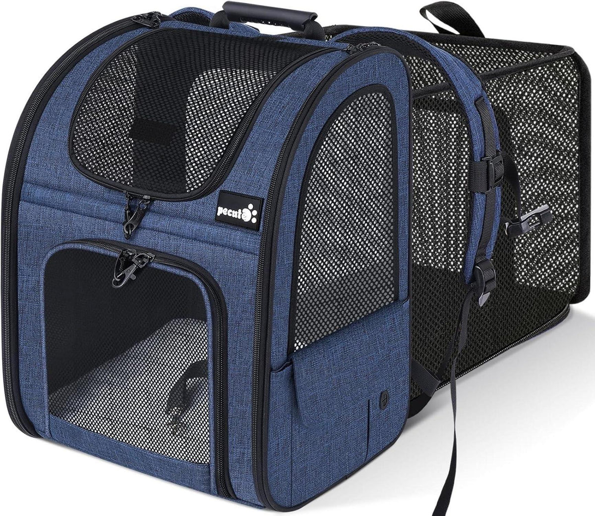 Katzenrucksack Erweiterbar Faltbar Anti-offener Reißverschluss Blau
