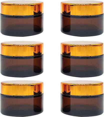 Amber Glas Leerdose 6er Set 50ml Tiegel Cremedose Braun