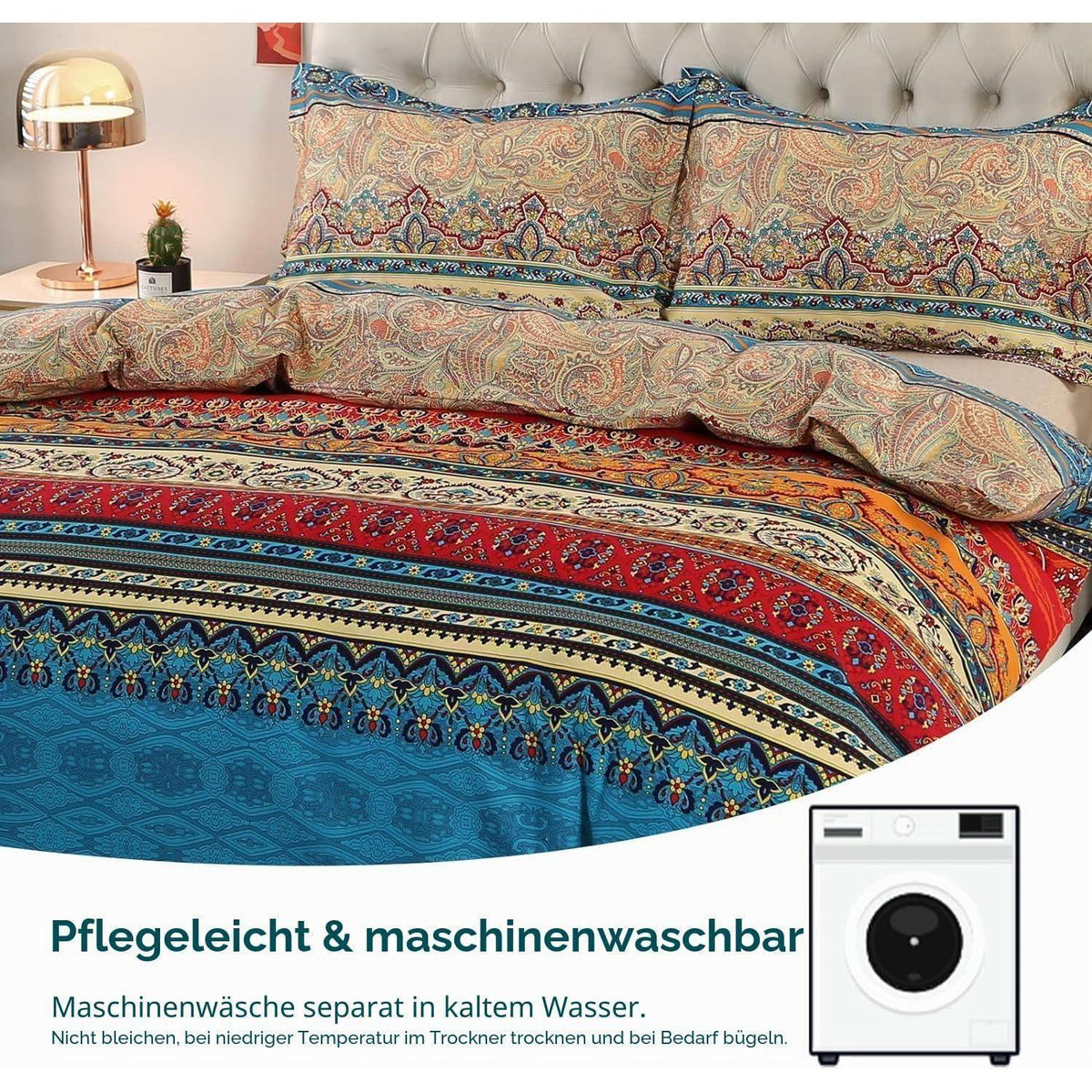 Bettwäsche-Set 220x240 Baumwolle, Ästhetisch Bunt Vintage