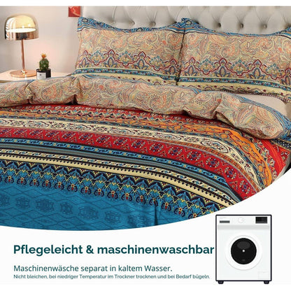 Bettwäsche-Set 220x240 Baumwolle, Ästhetisch Bunt Vintage