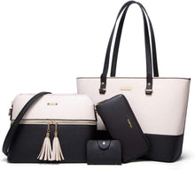 Damen Handtasche Tote Schultertasche Umhängetasche 4-teiliges Set