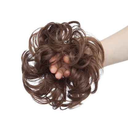 Voluminöser Haargummi Natürliches Braun - Haarverdichtung