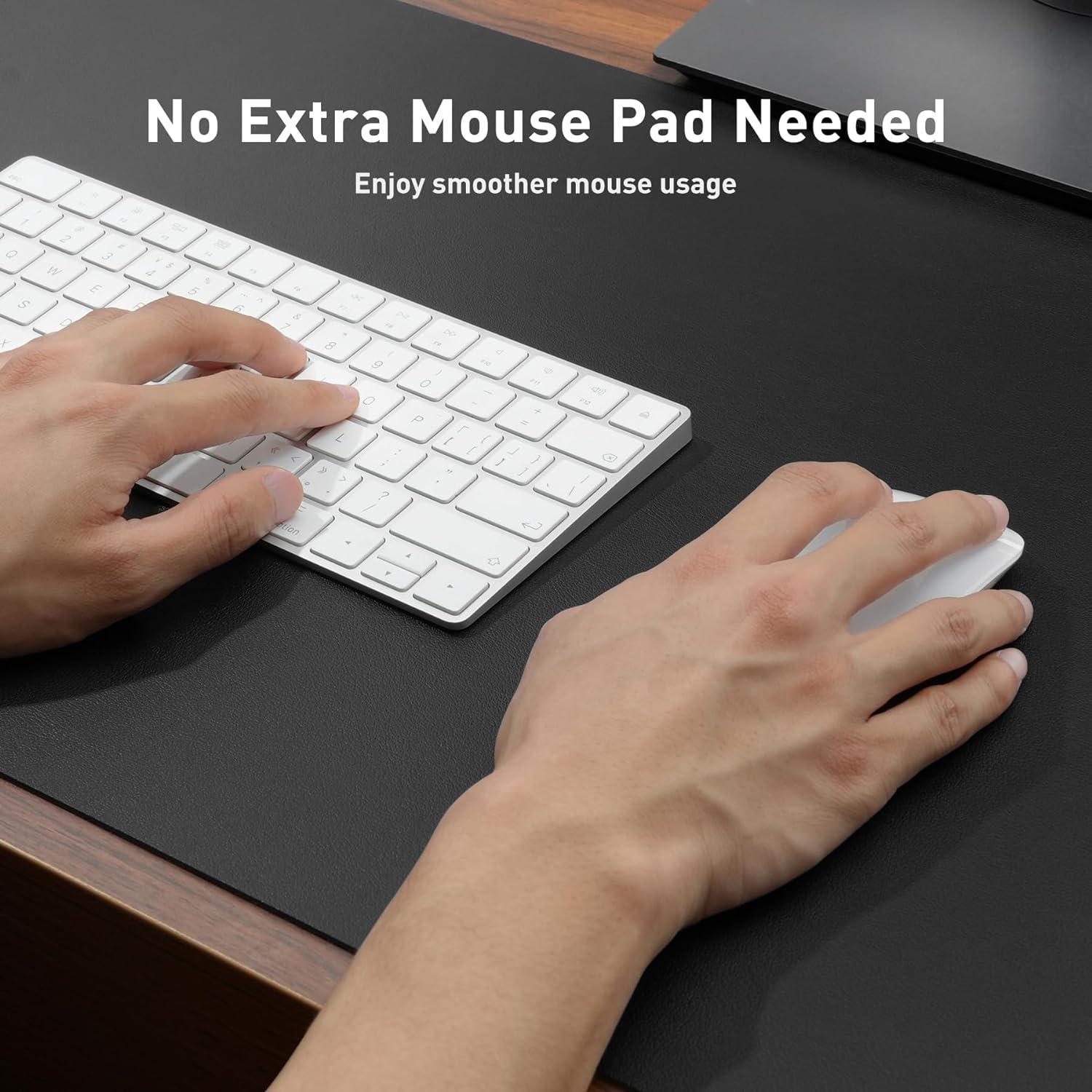 Aothia Schreibtischunterlage und Mauspad in Schwarz, 60cmx35cm, Multifunktionales Office Mousepad aus Leder