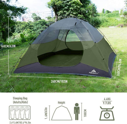 Forceatt Zelt 2/3/4 Personen Camping Wasserdicht 3-4