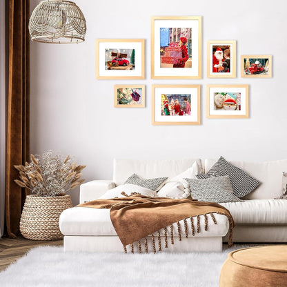 Fotorahmen 15x20 Naturholz Acrylglas Tisch Wand 4er-Set