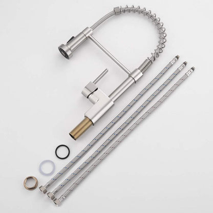 Niederdruck Küchenarmatur mit Brause – Gebürstetes Nickel
