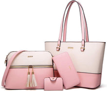 Damen Handtasche Tote Shopper Umhängetasche Geldbörse 4-teilig Set