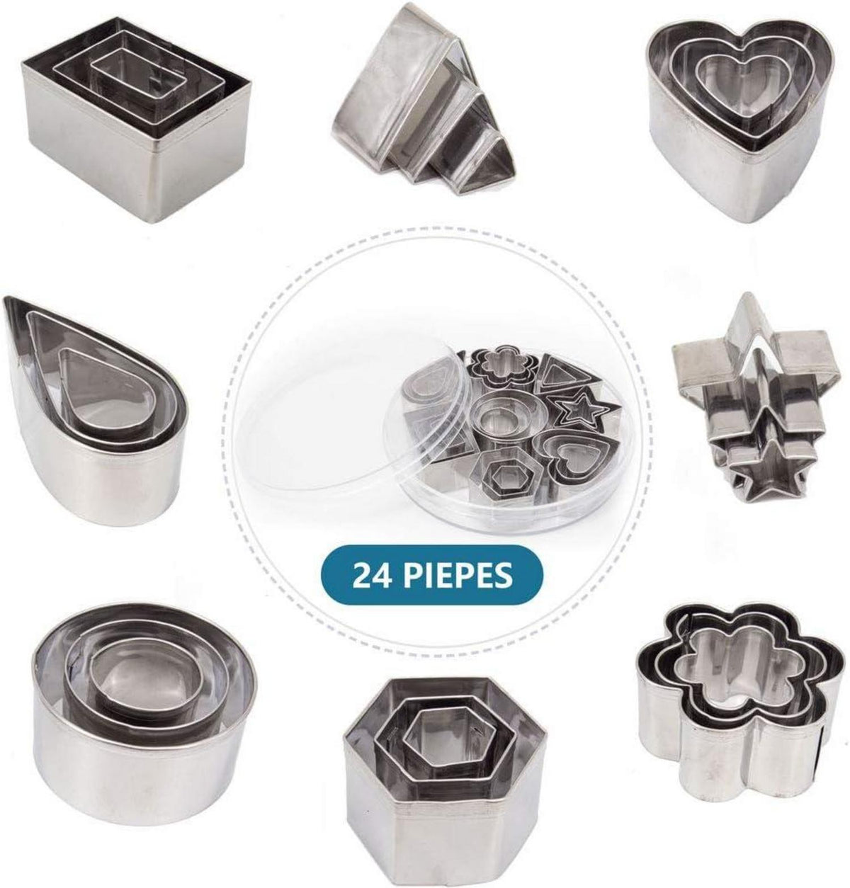 Ausstechformen-Set 24tlg. Mini Edelstahl Fondant Backen DIY