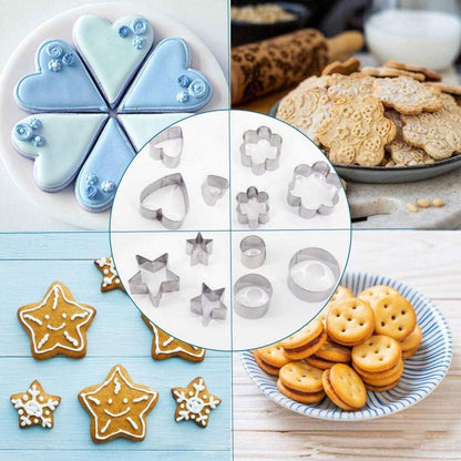 24 Mini Ausstechformen Set Edelstahl Fondant Backen DIY Bake Cookie Cutters