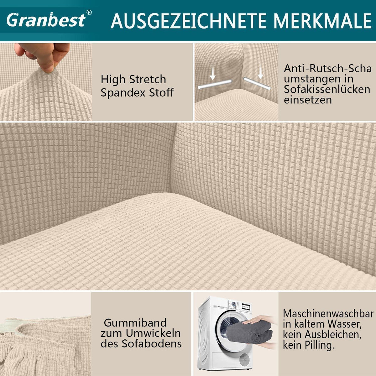 Elastischer Sofabezug 2-Sitzer Beige – Modern & Schutz für Ihr Sofa