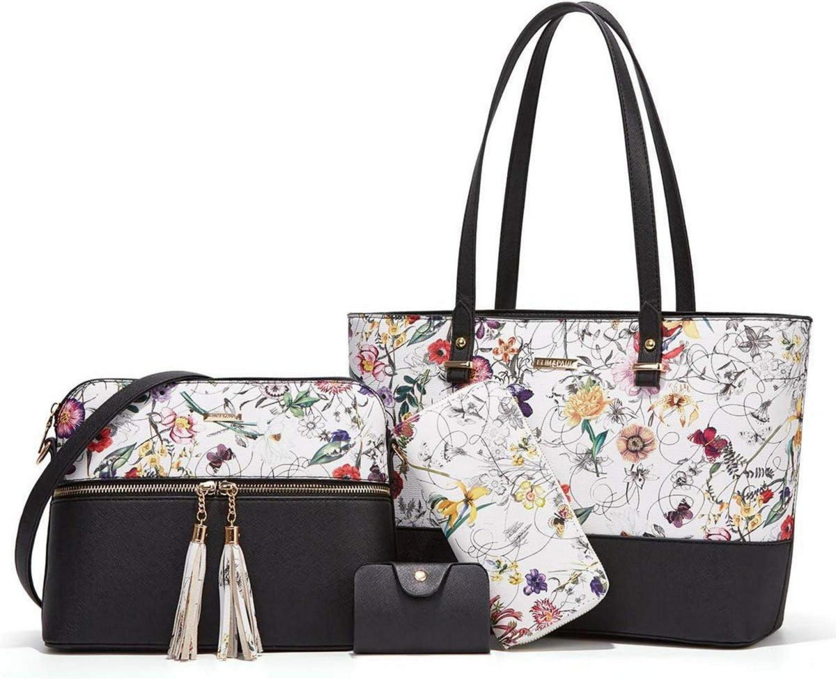 Damen Handtasche Tote Schultertasche Umhängetasche 4-teiliges Set