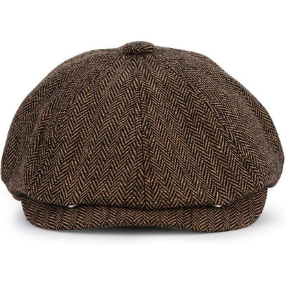 Newsboy Mütze Fischgräten Tweed 8-Panel Gatsby Cap Herren Damen 61-63cm