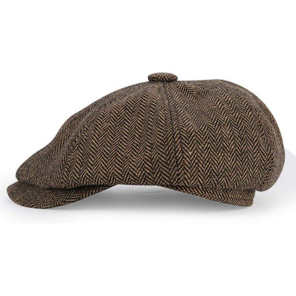 Newsboy Mütze Fischgräten Tweed 8-Panel Gatsby Cap Herren Damen 61-63cm