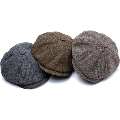 Newsboy Mütze Fischgräten Tweed 8-Panel Gatsby Cap Herren Damen 61-63cm
