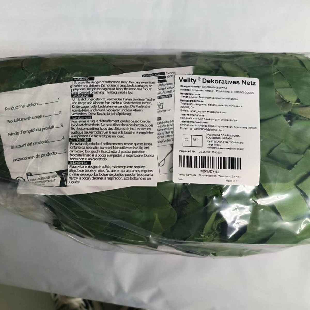 Velity Tarnnetz Camouflage Netz Jagd Sonnenschutz Garten Deko 3×4 M