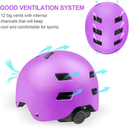Fahrradhelm Kinder Violett S CE-zertifiziert für Fahrrad Skateboard BMX