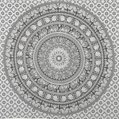 Mandala Wandteppich Baumwolle Grau 230x213 cm