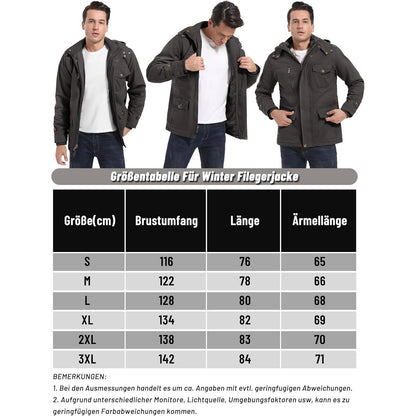 Herren Winterparka mit Kapuze & Cargo Taschen Dunkelgrau