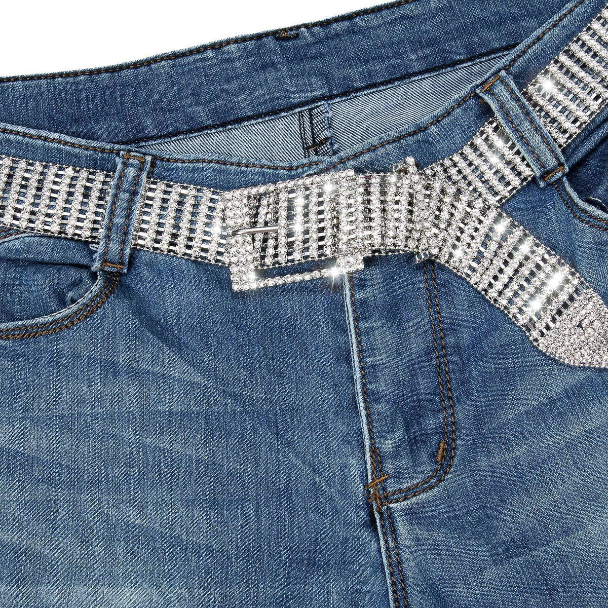 Barry.Wang Damen Perlengürtel Strasssteine glitzernd Hochzeitskleid