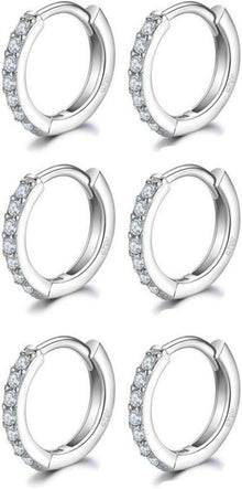 925 Sterling Silver Creolen Ohrringe Weißgold beschichtet Rund